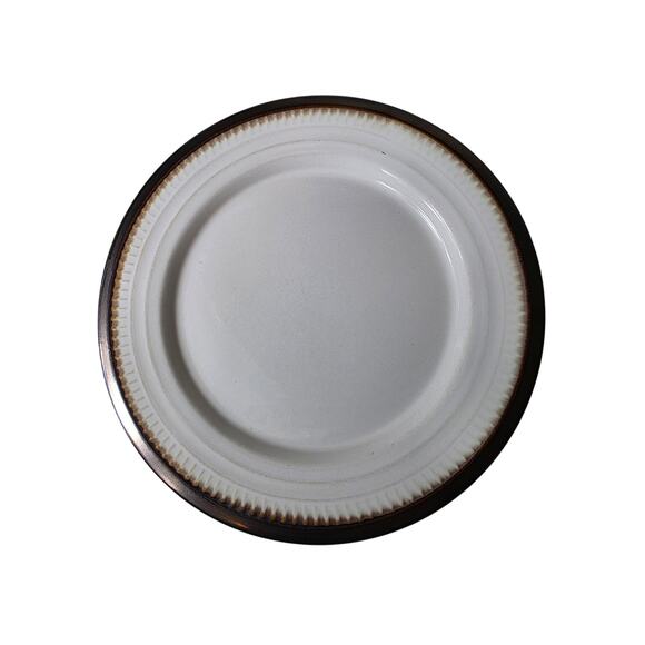 Set of 4 FOOD NETWORK Biscotti White Embossed Rim Brown 8" Salad Plate - Picture 1 of 5